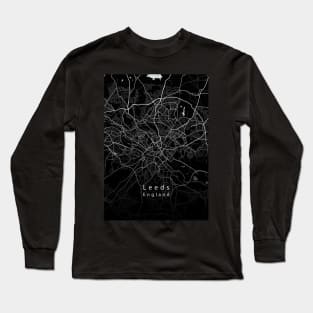 Leeds England City Map dark Long Sleeve T-Shirt